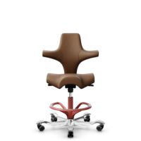 HÅG Capisco 8106 - Paloma Soft (Wollsdorf) - Semi-Anilinleder - PL05429 Cognac - Blush Rose - 200 mm (Sitzhöhe 46-64cm) - Harte Rollen für weiche Böden