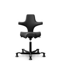 HÅG Capisco 8106 - Paloma Soft (Wollsdorf) - Semi-aniline leather - PL56100 Black - Black - 265 mm (seat height 53-79cm) - Glides