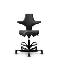 HÅG Capisco 8106 - Paloma Soft (Wollsdorf) - Cuir semi-aniline - PL56100 Black - Noir - 265 mm (hauteur d’assise 53–79 cm) - Patins