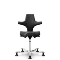 HÅG Capisco 8106 - Paloma Soft (Wollsdorf) - Skóra półanilinowa - PL56100 Black - White - 150mm (seat height 40–55cm) - Glides