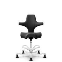 HÅG Capisco 8106 - Paloma Soft (Wollsdorf) - Skóra półanilinowa - PL56100 Black - White - 265 mm (seat height 53-79cm) - Glides