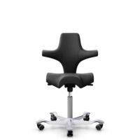 HÅG Capisco 8106 - Paloma Soft (Wollsdorf) - Cuero semi-anilina - PL56100 Black - Silver - 150mm (seat height 40–55cm) - Soft castors for hard floors