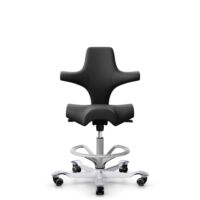 HÅG Capisco 8106 - Paloma Soft (Wollsdorf) - Cuero semi-anilina - PL56100 Black - Silver - 200 mm (seat height 46-64cm) - Soft castors for hard floors