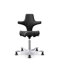 HÅG Capisco 8106 - Paloma Soft (Wollsdorf) - Skóra półanilinowa - PL56100 Black - Silver - 200 mm (seat height 46-64cm) - Glides