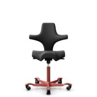 HÅG Capisco 8106 - Paloma Soft (Wollsdorf) - Semi-aniline leather - PL56100 Black - Blush Rose - 150mm (seat height 40–55cm) - Hard castors for soft floors