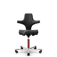 HÅG Capisco 8106 - Paloma Soft (Wollsdorf) - Semi-Anilinleder - PL56100 Black - Blush Rose - 150mm (Sitzhöhe 40-55cm) - Harte Rollen für weiche Böden