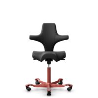 HÅG Capisco 8106 - Paloma Soft (Wollsdorf) - Semi-aniline leather - PL56100 Black - Blush Rose - 150mm (seat height 40–55cm) - Soft castors for hard floors