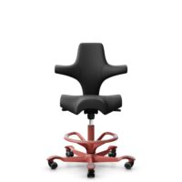 HÅG Capisco 8106 - Paloma Soft (Wollsdorf) - Cuir semi-aniline - PL56100 Black - Blush Rose - 200 mm (hauteur d’assise 46–64 cm) - Roues souples pour sols durs