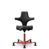 HÅG Capisco 8106 - Paloma Soft (Wollsdorf) - Cuir semi-aniline - PL56100 Black - Blush Rose - 200 mm (hauteur d’assise 46–64 cm) - Patins