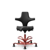 HÅG Capisco 8106 - Paloma Soft (Wollsdorf) - Semi-aniline leather - PL56100 Black - Blush Rose - 200 mm (seat height 46-64cm) - Glides