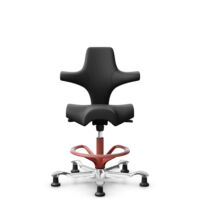 HÅG Capisco 8106 - Paloma Soft (Wollsdorf) - Cuir semi-aniline - PL56100 Black - Blush Rose - 200 mm (hauteur d’assise 46–64 cm) - Patins