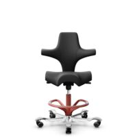 HÅG Capisco 8106 - Paloma Soft (Wollsdorf) - Semi-Anilinleder - PL56100 Black - Blush Rose - 265 mm (Sitzhöhe 53-79cm) - Weiche Rollen für harte Böden