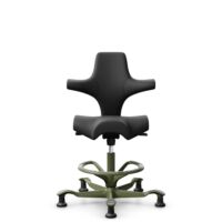 HÅG Capisco 8106 - Paloma Soft (Wollsdorf) - Cuero semi-anilina - PL56100 Black - Moss Grey - 200 mm (seat height 46-64cm) - Glides