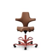 HÅG Capisco 8106 - Elmosoft (Elmo) - Cuero semi-anilina - EL33004 - Cognac - Blush Rose - 200 mm (seat height 46-64cm) - Hard castors for soft floors