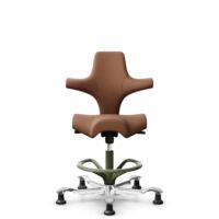 HÅG Capisco 8106 - Elmosoft (Elmo) - Cuero semi-anilina - EL33004 - Cognac - Moss Grey - 200 mm (seat height 46-64cm) - Glides