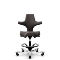 HÅG Capisco 8106 - Elmosoft (Elmo) - Cuir semi-aniline - EL93068 - Dark brown - Noir - 265 mm (hauteur d’assise 53–79 cm) - Roues dures pour sols souples