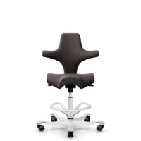 HÅG Capisco 8106 - Elmosoft (Elmo) - Cuir semi-aniline - EL93068 - Blanc - 200 mm (hauteur d’assise 46–64 cm) - Roues dures pour sols souples