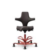 HÅG Capisco 8106 - Elmosoft (Elmo) - Cuir semi-aniline - EL93068 - Dark brown - Blush Rose - 200 mm (hauteur d’assise 46–64 cm) - Patins