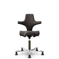 HÅG Capisco 8106 - Elmosoft (Elmo) - Skóra półanilinowa - EL93068 - Dark brown - Moss Grey - 150mm (seat height 40–55cm) - Glides