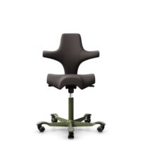 HÅG Capisco 8106 - Elmosoft (Elmo) - Semi-aniline leather - EL93068 - Dark brown - Moss Grey - 200 mm (seat height 46-64cm) - Soft castors for hard floors