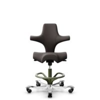HÅG Capisco 8106 - Elmosoft (Elmo) - Cuir semi-aniline - EL93068 - Moss Grey - 265 mm (hauteur d’assise 53–79 cm) - Roues dures pour sols souples