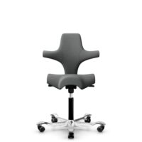 HÅG Capisco 8106 - Cura Loop (Gabriel) - Recyceltes Polyester - CLP60109 - Grey - Schwarz - 150mm (Sitzhöhe 40-55cm) - Harte Rollen für weiche Böden