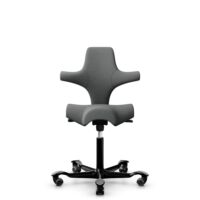HÅG Capisco 8106 - Cura Loop (Gabriel) - Polyester recyclé - CLP60109 - Grey - Noir - 200 mm (hauteur d’assise 46–64 cm) - Roues dures pour sols souples