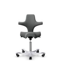 HÅG Capisco 8106 - Cura Loop (Gabriel) - Gerecycled Polyester - CLP60109 - Grey - Framekleur - Zilver - Gasveer - 150 mm (Zithoogte 40-55cm) - Vloercontact - Zachte wielen t.b.v. harde vloeren - Voetenring - Nee, geen voetenring - Voetster - Nee, voets...