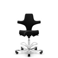 HÅG Capisco 8106 - Cura Loop (Gabriel) - Recycled Polyester - CLP60999 Black - White - 200 mm (seat height 46-64cm) - Soft castors for hard floors