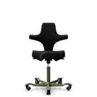 HÅG Capisco 8106 - Cura Loop (Gabriel) - Gerecycled Polyester - CLP60999 Black - Framekleur - Moss Grey - Gasveer - 150 mm (Zithoogte 40-55cm) - Vloercontact - Harde wielen t.b.v. zachte vloeren - Voetenring - Nee, geen voetenring - Voetster - Nee, voe...