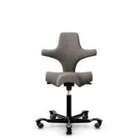 HÅG Capisco 8106 - Cura Loop (Gabriel) - Recycled Polyester - CLP61168 Beige-grey - Black - 150mm (seat height 40–55cm) - Hard castors for soft floors