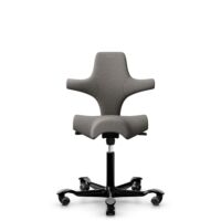 HÅG Capisco 8106 - Cura Loop (Gabriel) - Recyceltes Polyester - CLP61168 Beige-grey - Schwarz - 150mm (Sitzhöhe 40-55cm) - Weiche Rollen für harte Böden
