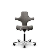 HÅG Capisco 8106 - Cura Loop (Gabriel) - Recycled Polyester - CLP61168 Beige-grey - Black - 150mm (seat height 40–55cm) - Soft castors for hard floors