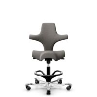 HÅG Capisco 8106 - Cura Loop (Gabriel) - Gerecycled Polyester - CLP61168 Beige-grey - Framekleur - Zwart - Gasveer - 265 mm (Zithoogte 53-79cm) - Vloercontact - Harde wielen t.b.v. zachte vloeren - Voetenring - Ja, in framekleur - Voetster - Ja, voetst...