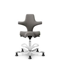 HÅG Capisco 8106 - Cura Loop (Gabriel) - Recyceltes Polyester - CLP61168 Beige-grey - Weiß - 200 mm (Sitzhöhe 46-64cm) - Bodengleiter