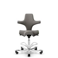 HÅG Capisco 8106 - Cura Loop (Gabriel) - Recycled Polyester - CLP61168 Beige-grey - White - 265 mm (seat height 53-79cm) - Hard castors for soft floors