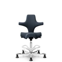 HÅG Capisco 8106 - Cura Loop (Gabriel) - Gerecycled Polyester - CLP66165 Blue - Wit - 265 mm (Zithoogte 53-79cm) - Glijdoppen