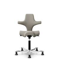 HÅG Capisco 8106 - Mainline Flax (Camira) - Wol / Vlas - MLF002 Beige-Grey - Zwart - 150mm - Glijdoppen