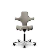 HÅG Capisco 8106 - Mainline Flax (Camira) - Wool / Flax - MLF002 Beige-Grey - Black - 265 mm (seat height 53-79cm) - Hard castors for soft floors
