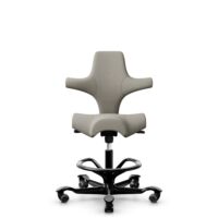 HÅG Capisco 8106 - Mainline Flax (Camira) - Lana / Lino - MLF002 Beige-Grey - Black - 265 mm (seat height 53-79cm) - Soft castors for hard floors