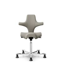 HÅG Capisco 8106 - Mainline Flax (Camira) - Wolle / Leinen - MLF002 Beige-Grey - Weiß - 265 mm (Sitzhöhe 53-79cm) - Bodengleiter