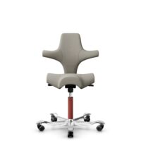HÅG Capisco 8106 - Mainline Flax (Camira) - Wolle / Leinen - MLF002 Beige-Grey - Blush Rose - 150mm (Sitzhöhe 40-55cm) - Weiche Rollen für harte Böden