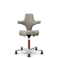 HÅG Capisco 8106 - Mainline Flax (Camira) - Laine / Lin - MLF002 Beige-Grey - Blush Rose - 150 mm (hauteur d’assise 40–55 cm) - Patins