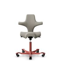 HÅG Capisco 8106 - Mainline Flax (Camira) - Laine / Lin - MLF002 Beige-Grey - Blush Rose - 200 mm (hauteur d’assise 46–64 cm) - Roues dures pour sols souples
