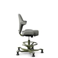 HÅG Capisco 8106 - Paloma Soft (Wollsdorf) - Semi-aniline leather - ATG55115 - Warm grey - Moss Grey - 200 mm (seat height 46-64cm) - Glides