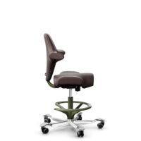 HÅG Capisco 8106 - Paloma Soft (Wollsdorf) - Semi-aniline leather - ATG55130 - Dark brown - Moss Grey - 200 mm (seat height 46-64cm) - Hard castors for soft floors