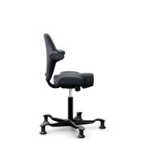 HÅG Capisco 8106 - Paloma Soft (Wollsdorf) - Semi-aniline leather - ATG55185 - Charcoal - Black - 200 mm (seat height 46-64cm) - Glides