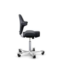 HÅG Capisco 8106 - Paloma Soft (Wollsdorf) - Semi-aniline leather - ATG55185 - Charcoal - Silver - 265 mm (seat height 53-79cm) - Hard castors for soft floors