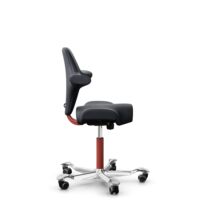 HÅG Capisco 8106 - Paloma Soft (Wollsdorf) - Cuir semi-aniline - ATG55185 - Charcoal - Blush Rose - 200 mm (hauteur d’assise 46–64 cm) - Roues souples pour sols durs