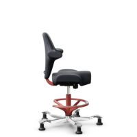 HÅG Capisco 8106 - Paloma Soft (Wollsdorf) - Semi-Anilinleder - ATG55185 - Charcoal - Blush Rose - 265 mm (Sitzhöhe 53-79cm) - Bodengleiter
